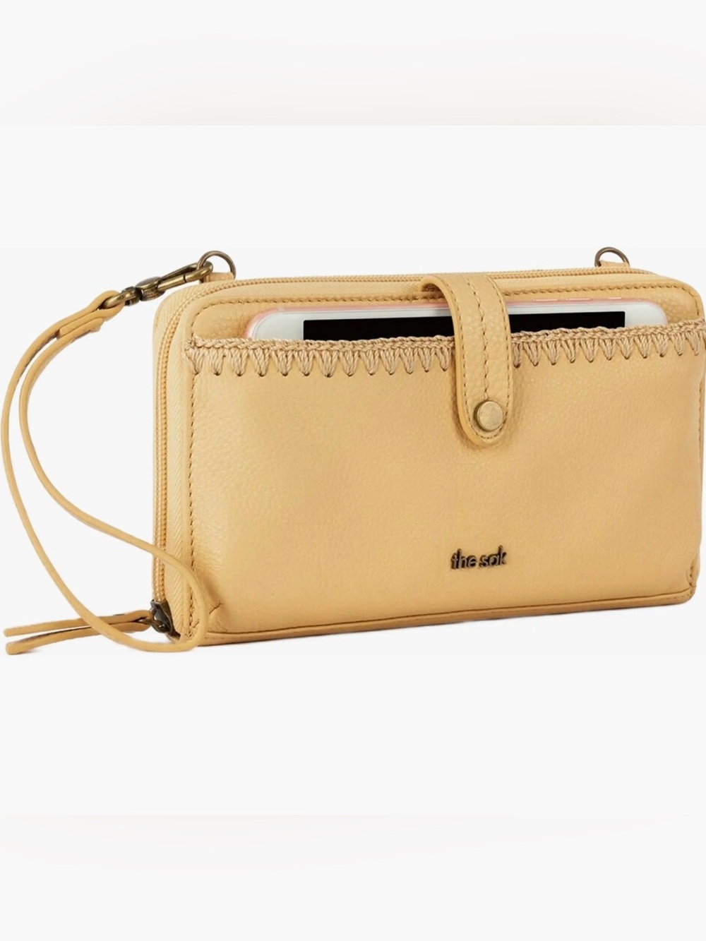The Sak Iris Leather Smartphone Convertible Crossbody Wallet  Buttercup Crochet